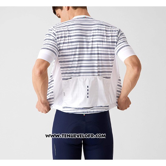 2019 Maillot Ciclismo La Passione Stripe Blanc Manches Courtes et Cuissard